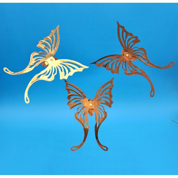 Vintage 1960s Brass & Teak Butterfly Wall Art Set of 9 MCM Danish Modern Decor - Picture 8 of 8